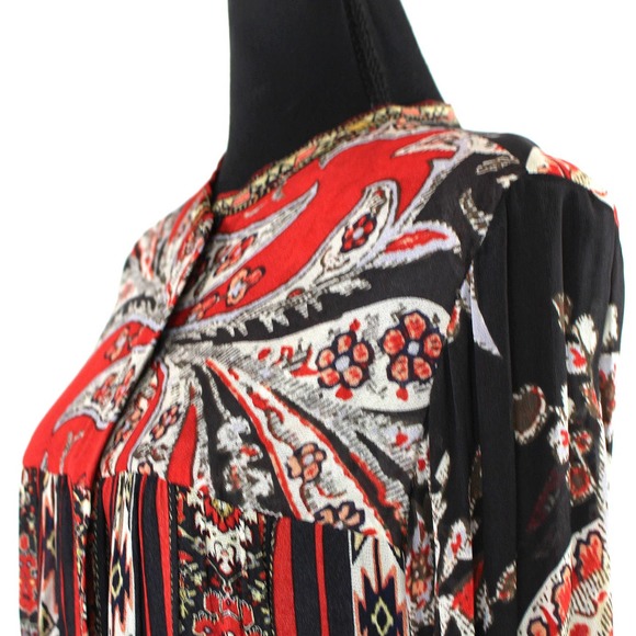 Isabel Marant Etoile Taylor Red Black Paisley Long Sleeve Romper 2 One Piece S - Picture 4 of 8